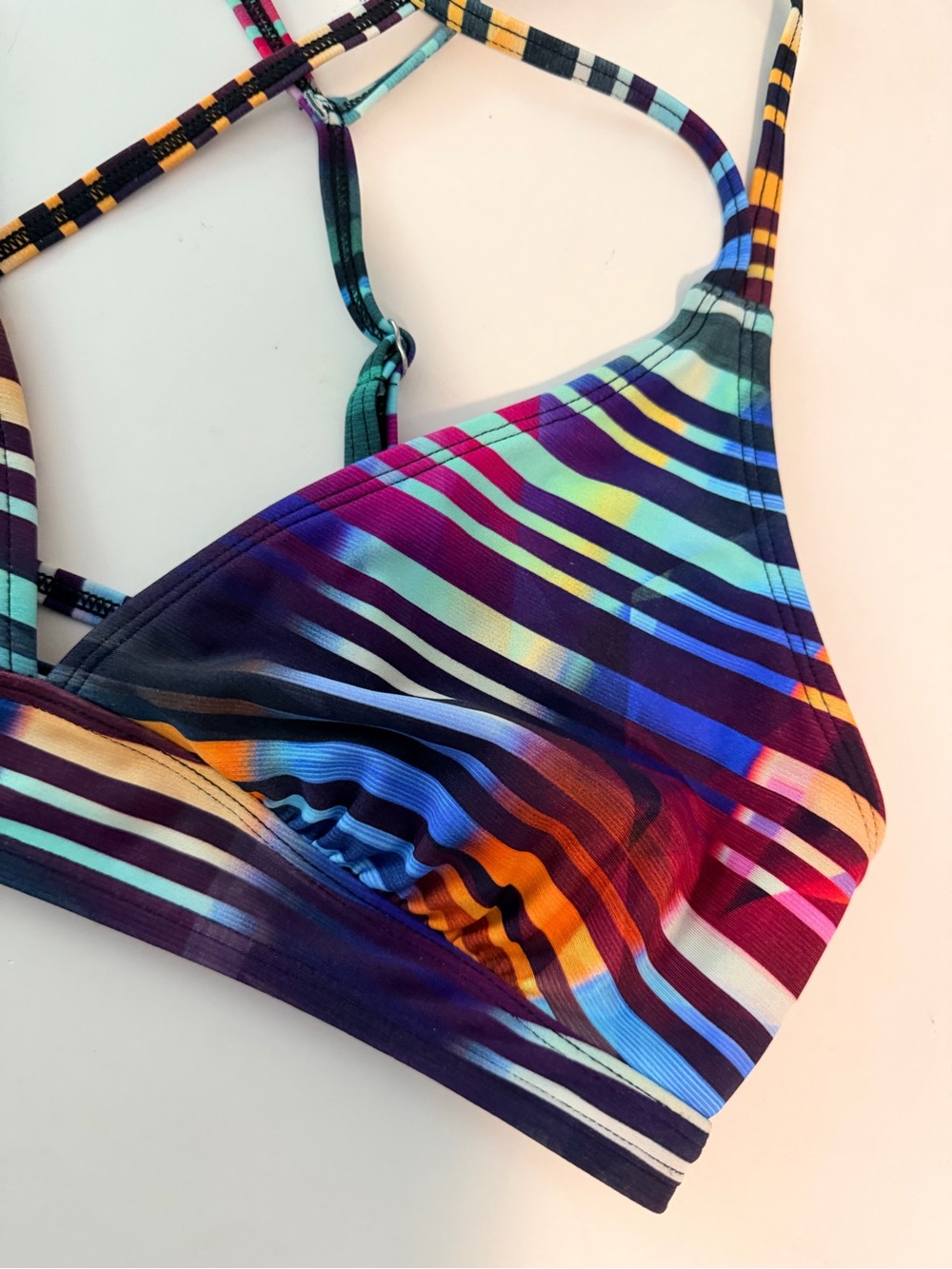 Athleta Multicolor Striped Swim Top with Crisscross Straps - Picture 2 of 7
